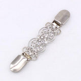 Maxbell Fashion Cardigan Clip Rhinestone Flower Shawl Clip Shirt Collar Clip Silver