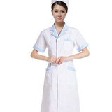 Maxbell Women Scrubs Lab Coat Nurse Doctor Uniform Lapel Neck XL White