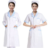 Maxbell Women Scrubs Lab Coat Nurse Doctor Uniform Lapel Neck XL White