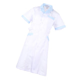 Maxbell Women Scrubs Lab Coat Nurse Doctor Uniform Lapel Neck XL White