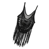 Maxbell Womens Lace Crochet Hollow Out Beach Short Dress Swimwear Cover Up XL Black