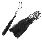 Maxbell 10pcs Long Silky Handmade Tassel with Hanging Strings for DIY Project Black