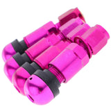 Maxbell 4 Pcs Car Tubeless Wheel Dust Caps Tire Valve Stems Purple + Black