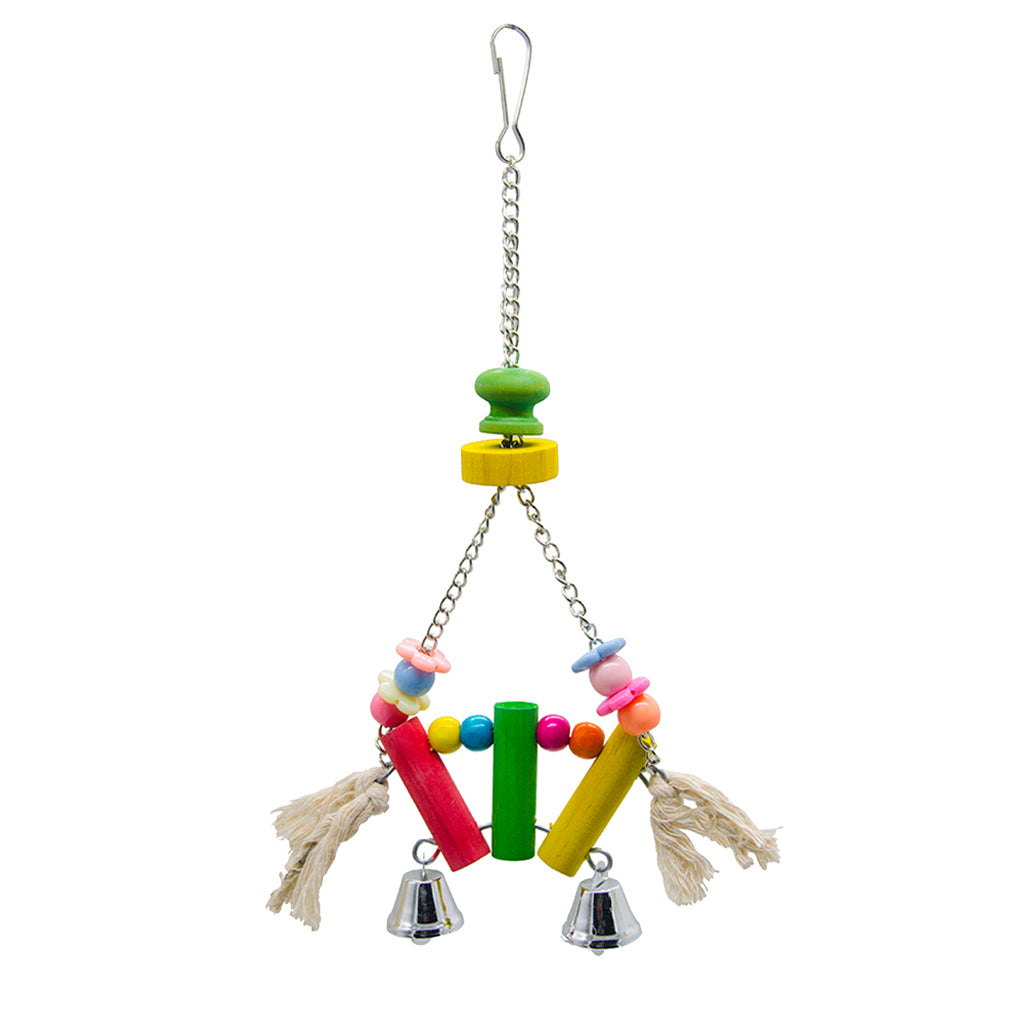 Maxbell Bird Products Parrot Macaw Wood Block Beads Small Bells Toy