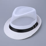 Maxbell Mens Short Brim Beach Panama Fedora Straw Hat White