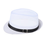 Maxbell Mens Short Brim Beach Panama Fedora Straw Hat White