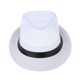 Maxbell Mens Short Brim Beach Panama Fedora Straw Hat White