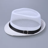 Maxbell Mens Short Brim Beach Panama Fedora Straw Hat White