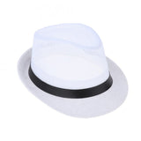 Maxbell Mens Short Brim Beach Panama Fedora Straw Hat White