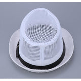 Maxbell Mens Short Brim Beach Panama Fedora Straw Hat White