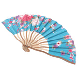 Maxbell Women Cheongsam Fans Hand Held Folding Bamboo Fans Retro Style Light blue