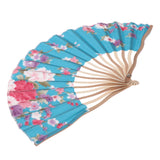 Maxbell Women Cheongsam Fans Hand Held Folding Bamboo Fans Retro Style Light blue