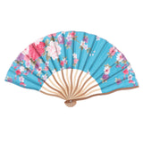 Maxbell Women Cheongsam Fans Hand Held Folding Bamboo Fans Retro Style Light blue