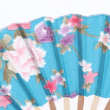 Maxbell Women Cheongsam Fans Hand Held Folding Bamboo Fans Retro Style Light blue