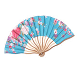 Maxbell Women Cheongsam Fans Hand Held Folding Bamboo Fans Retro Style Light blue