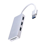 Maxbell 3Port USB3.0 Hub+ Memory Card Slot Combo Splitter Converter Moonlight silver