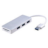 Maxbell 3Port USB3.0 Hub+ Memory Card Slot Combo Splitter Converter Moonlight silver