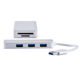 Maxbell 3Port USB3.0 Hub+ Memory Card Slot Combo Splitter Converter Moonlight silver