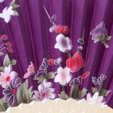Maxbell Japanese Hand Fan Vintage Bamboo Silk Fabric Folding Handheld Fan Purple