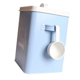 Maxbell Metal Rice Grain Storage Box Iron Laundry Powder Container with Scoop Blue