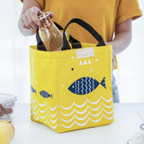 Maxbell Lunch Bags Canvas Insulated Waterproof Aluminum Foil sticker fish yellow