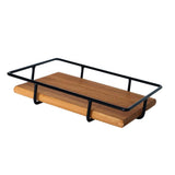 Maxbell Metal Wire Wood Storage Basket Tray for Serving, Decorating Dark Brown L