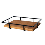 Maxbell Metal Wire Wood Storage Basket Tray for Serving, Decorating Dark Brown L