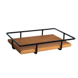 Maxbell Metal Wire Wood Storage Basket Tray for Serving, Decorating Dark Brown L