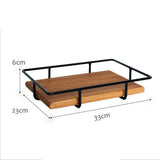 Maxbell Metal Wire Wood Storage Basket Tray for Serving, Decorating Dark Brown L