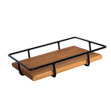 Maxbell Metal Wire Wood Storage Basket Tray for Serving, Decorating Dark Brown L