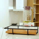 Maxbell Metal Wire Wood Storage Basket Tray for Serving, Decorating Dark Brown L