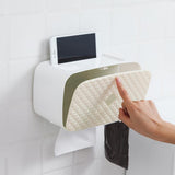 Maxbell Nail Free Trackless Wall Plastic Bathroom Tissue Paper Holder Box White
