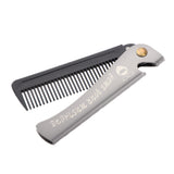Maxbell Pocket Stainless Steel Folding Mustache Grooming Comb Hair Styling Comb Black