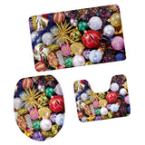 Maxbell 3pcs Christmas Soft Flannel Bathroom Rug Set Rug Lid Toilet Cover Bath Mat B