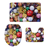 Maxbell 3pcs Christmas Soft Flannel Bathroom Rug Set Rug Lid Toilet Cover Bath Mat B