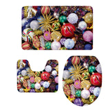 Maxbell 3pcs Christmas Soft Flannel Bathroom Rug Set Rug Lid Toilet Cover Bath Mat B