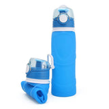 Maxbell 750ML Folding Silicone Water Bottle Sport Kettle For Outdoor Travel Blue