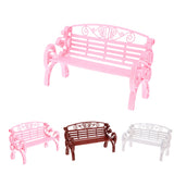 Maxbell 1:6 Scale Dollhouse Miniature Furniture Plastic Garden Patio Park Bench Pink