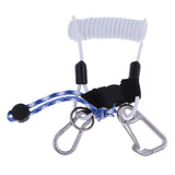 Maxbell Scuba Diving Spring Coiled Lanyard With Clips for Cameras Lights White