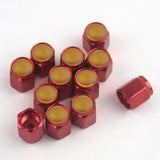 Maxbell Anodized Aluminum Alloy Valve Stem Cap 12pk Set Hex Dress Up Kit NEW Red