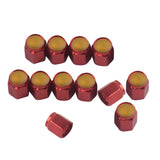 Maxbell Anodized Aluminum Alloy Valve Stem Cap 12pk Set Hex Dress Up Kit NEW Red