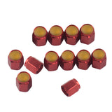 Maxbell Anodized Aluminum Alloy Valve Stem Cap 12pk Set Hex Dress Up Kit NEW Red