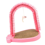 Maxbell Pet Cat Grooming Arch Massager Brush & Scratching Pad Toy w/ Catnip 3 Colors Pink