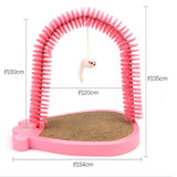 Maxbell Pet Cat Grooming Arch Massager Brush & Scratching Pad Toy w/ Catnip 3 Colors Pink