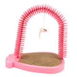 Maxbell Pet Cat Grooming Arch Massager Brush & Scratching Pad Toy w/ Catnip 3 Colors Pink