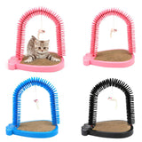 Maxbell Pet Cat Grooming Arch Massager Brush & Scratching Pad Toy w/ Catnip 3 Colors Pink