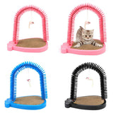 Maxbell Pet Cat Grooming Arch Massager Brush & Scratching Pad Toy w/ Catnip 3 Colors Pink