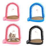 Maxbell Pet Cat Grooming Arch Massager Brush & Scratching Pad Toy w/ Catnip 3 Colors Pink