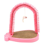 Maxbell Pet Cat Grooming Arch Massager Brush & Scratching Pad Toy w/ Catnip 3 Colors Pink