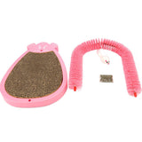 Maxbell Pet Cat Grooming Arch Massager Brush & Scratching Pad Toy w/ Catnip 3 Colors Pink